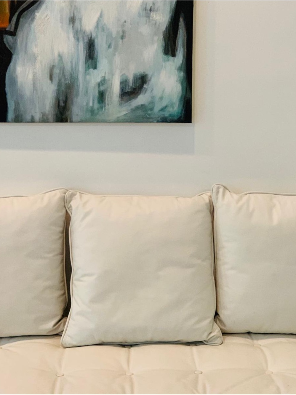 Cream leather Sofa Throw Pillows - Neutral Decorative Cushions 12